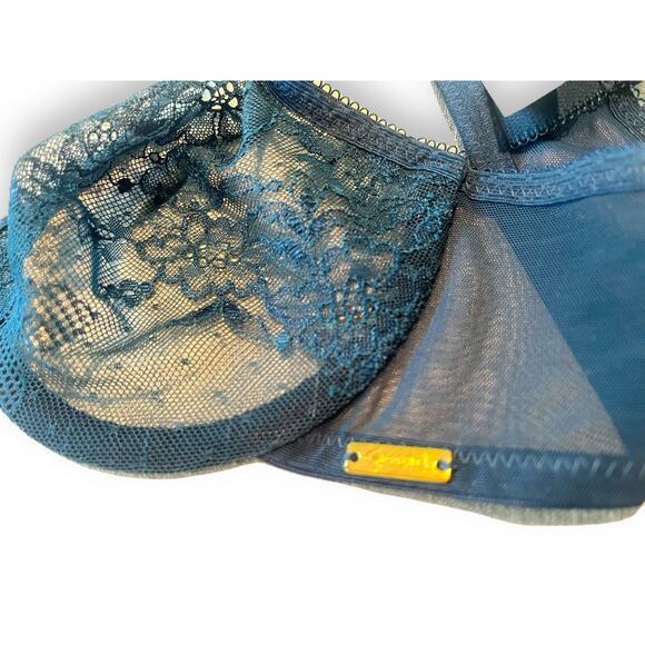 Gossard Glossies Lace Sheer Underwire Bra | 32A Teal Blue NEW 13001 - Picture 5 of 7